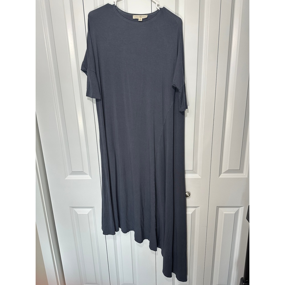 Mimu Maxi Dress Women S Tall Gray Asymmetrical Hem Short Sleeve Modest Lagenlook
